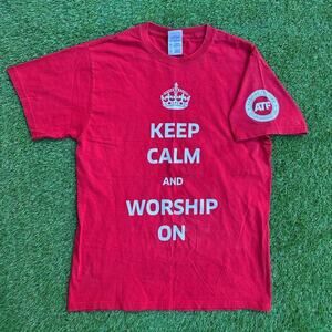 Vintage Keep Calm and Worship On T-Shirt